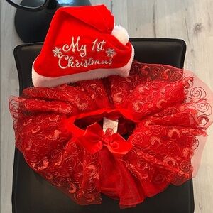 Red Christmas Baby Tutu and Hat Set